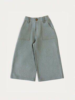 Girls Wide-Leg Twill Contrast Stitch Pants - Sizes 2-7Y